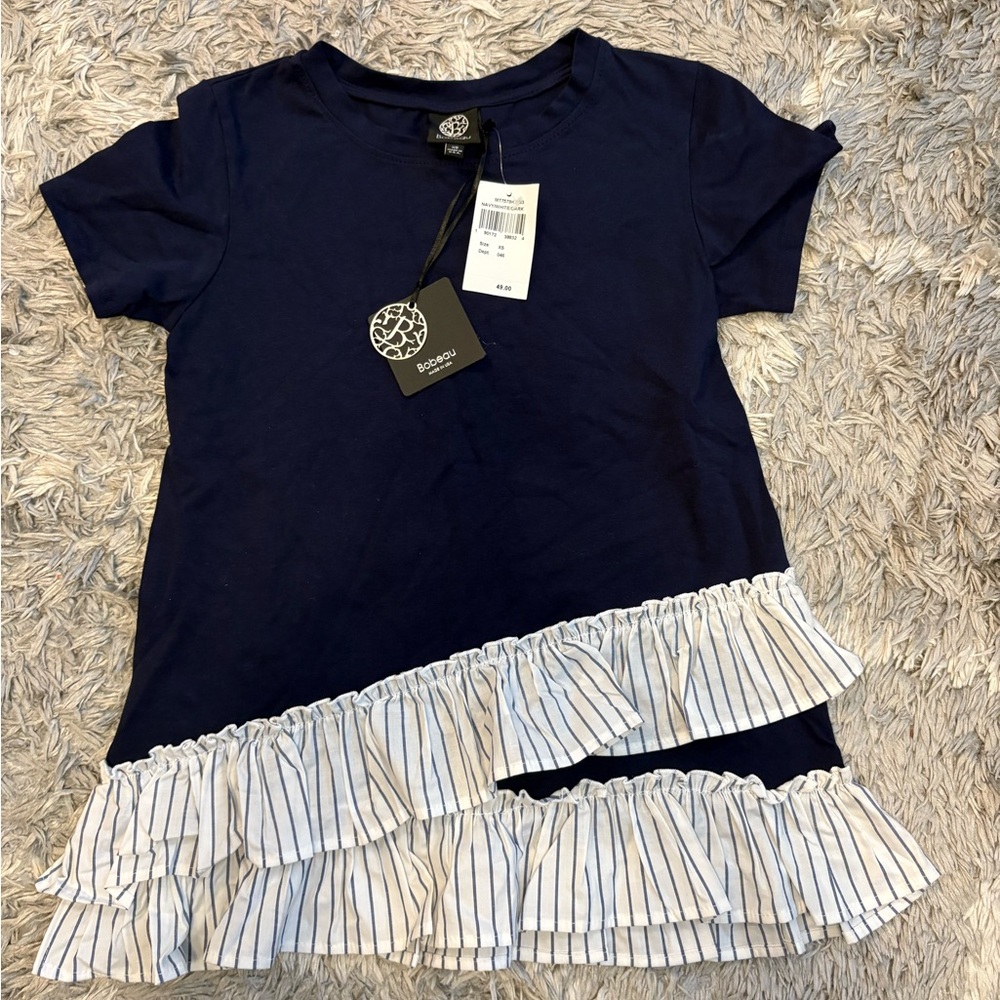Bobeau Ruffled Hem Top
